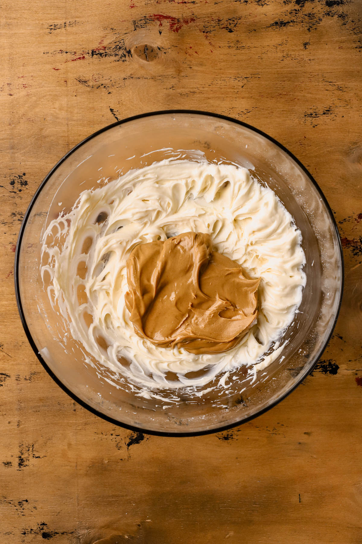 Whipped cream cheese with peanut butter. 
